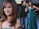 A little help from her friend: Sexily dressed J-Lo gets a visit from best mate Leah Remini on the set of her new film 