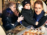 Sweet tooth! Celine Dion can't resist the lure of a delectable patisserie as she takes a stroll with her twins in Paris