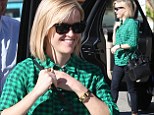 Plaid to the bone! Reese Witherspoon goes green with her everyday wear while heading out for a little upscale snack at the Ivy