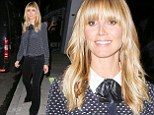 Wearing her heart on her shirt! Heidi Klum updates season's hottest trend by adding a cute and quirky leather bowtie