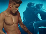 Shirtless Justin Bieber gets a kiss and a lap dance from scantily clad model Cailin Russo in new full length All That Matters video