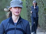 Calista Flockhart cuts a frail figure as she pounds the pavement on yet another early morning jog