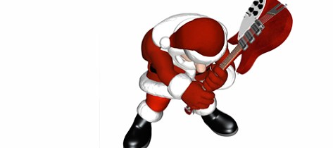 Santa cartoon with guitar