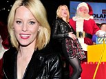 Belly full of laughs! Elizabeth Banks shows her festive spirit in plaid skirt and leather jacket to help Santa light the tree at LEGOLAND