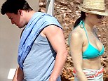 Ta-tummy: Channing shows off his more relaxed physique on a filming break from 22 Jump Street as he relaxes with his family in Puerto Rico on Tuesday 