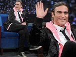 Is that Allie's? Joaquin Phoenix rocks a pink hoodie as he makes an appearance on Late Night With Jimmy Fallon