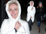 Chilly: Emma Thompson braves the cold weather in a duvet-style coat while walking around on Madison Avenue, New York City