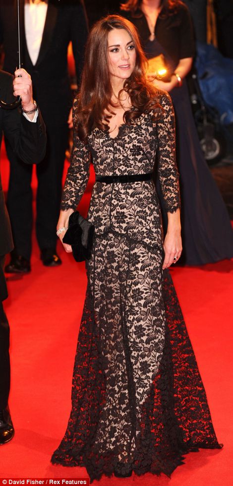 Catherine, Duchess of Cambridge wearing a Lace dress, 'War Horse' film premiere, London, 2012