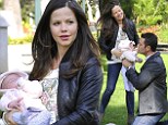 She's a natural! Tammin Sursok takes to motherhood with ease as she goes to the park with her husband and baby Phoenix