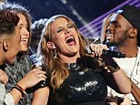 Sam Bailey celebrates her sweet victory at the end of The X Factor with the show's other finalists