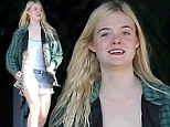 Ray of sunshine! Blonde starlet Elle Fanning sports a huge smile as she leaves Hollywood hotel in casual outift 