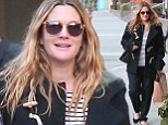 Hey sailor: Pregnant Drew Barrymore wears striped top under a duffel coat with a friend in LA