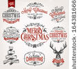 Christmas Retro Icons, Elements And Illustrations Set - stock vector
