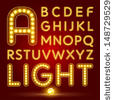 Alphabet set with realistic lamp, vector illustration. can be used for christmas / happy new year / happy birthday and more. - stock vector