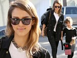 Twinsies! Jessica Alba coordinates her b&w ensemble with daughter Honor for lunch in Beverly Hills
