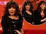 Joan Collins makes rare appearance with sister Jackie on Graham Norton Show before fellow guests try on her wigs