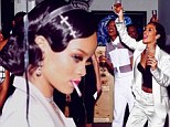 Having a spliffing time! Rihanna puffs on suspicious looking cigarette as she hosts New Year's Eve party