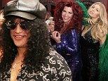 Ring out the old, rock in the new! Fergie stuns in black sequined one-piece as she joins Slash and wife Perla their disco-themed New Year's Eve bash