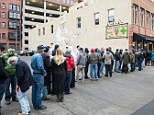 The line started in pre-dawn and grew far down the street before the Lodo Wellness Center, a pot dispensary in Denver, Colorado on January 1