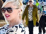 Mammoth in... Mammoth! Gwen Stefani dresses her huge bump in animal print sweater and keeps her pout perfect pink in ski resort