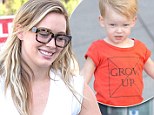 Bookish: Hilary Duff donned a thick pair of glasses as she took her son Luca to lunch in Beverly Hills, California on Thursday