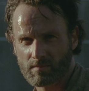 Rick stares at bloody eyed walker