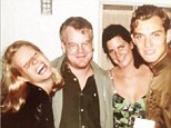 Paying tribute: On Sunday, actress Gwyneth Paltrow posted this picture of herself alongside Philip Seymour Hoffman, a female friend and actor Jude Law from 1998