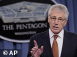 FILE - In this Feb. 7, 2014 file photo, Defense Secretary Chuck Hagel speaks during a briefing at the Pentagon.   A U.S. official says that as part of the pr...