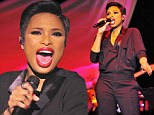 Singing in style: Jennifer Hudson donned a chic black onesie as she performed at the 11th Annual Black History Month Celebration at the DuDable Museum in Chicago, Illinois on Sunday