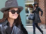Better! Katie Holmes looked lovely in leather as she grabbed some lunch at Tribeca Grill in New York City on Monday, left, after having a flop about week ago in leather joggers, right
