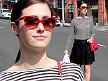 Red-y for the day! Emmy Rossum made a splash with her bright crimson pieces as she grabbed a late breakfast in Beverly Hills, California on Tuesday