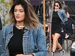 Girl on the run! Kylie Jenner admits she's 'trying to be cool' in her LBD and denim jacket as she makes a dash to her SUV while out with friends
