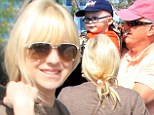Family outing: Anna Faris enjoyed a family shopping trip on Tuesday with her young son Jack and her parents Karen and Jack
