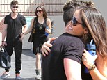 Bonding already! Danica McKellar and professional dance partner Val Chmerkovskiy share a laugh and hug after successful DWTS rehearsal