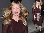Sheer daring! Kirsten Dunst flashes her black bra in deceptively demure purple dress on dinner date