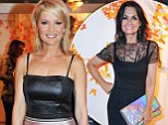 Sandra Sully turned on the sex appeal in a thin-strapped black leather singlet and pink floral print asymmetric skirt