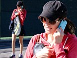 Ashley Greene makes her way to a tennis lesson in LA