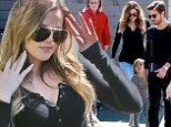 Khloe Kardashian keeps it simple in black top and jeans to film reality show alongside Scott and Mason Disick and Bruce Jenner