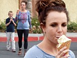 Great day: Britney Spears treated her son Sean Preston to an ice cream on Tuesday