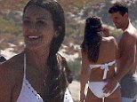 New Bachelorette Andi Dorfman shows off her svelte figure in a white crochet bikini as she films show with VERY cheeky contestant