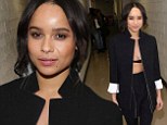 Did you forget your shirt? Zoe Kravitz shows off her slender figure as she dons a daring leather bra under a black jacket