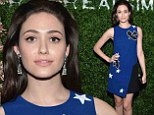 Lovely lady: Emmy Rossum looked beautiful in blue as she attended Real Simple's Botanical Beauty cocktail party in New York City on Saturday