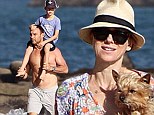 Naomi Watts and Liev Schreiber hit the beach for some St Patrick's Day family fun in California