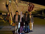 Excited to be back: The Rolling Stones members Mick Jagger, Keith Richards, Ronnie Wood and Charlie Watts, touch down in Perth, Australia, for their first of six shows around the country. The band tweeted this image after they landed