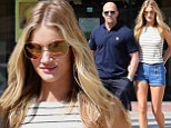 Cute couple: Jason Statham and his leggy girlfriend Rosie Huntington-Whiteley donned shorts for a shopping trip on Sunday in Malibu, California