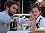 Lovely couple: Emma Watson and her boyfriend Matthew Janney shared different plates on food on Tuesday afternoon in Madrid