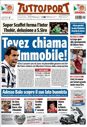 Plenty up front: Tuttosport have quotes from Carlos Tevez saying he would love to play alongside Torino's Ciro Immobile at Juventus. Immobile is valued at £24m by his club