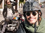 He's Back In the Saddle! Steven Tyler, 66, does his best Easy Rider impression as he rides his motorbike to lunch in Los Angeles