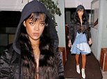 Brunette beauty: Rihanna appeared to have given her stylist the night off on Saturday evening as she stepped out for dinner at Giorgio Baldi in Santa Monica in an unusual ensemble