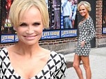 Kristin Chenoweth draws attention to her skinny frame in short geometric print playsuit to tape TV appearance